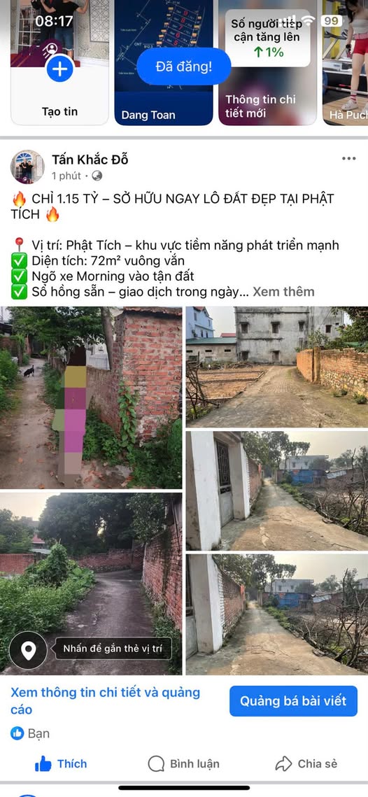 Chính chủ bán gấp lô đất vàng Ngô Xá, Tiên Du, giá hơn 1 tỷ