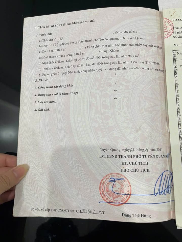 Cơ hội sở hữu ngay lô đất vuông vắn tại tổ 2, phường Nông Tiến, thành phố Tuyên Quang