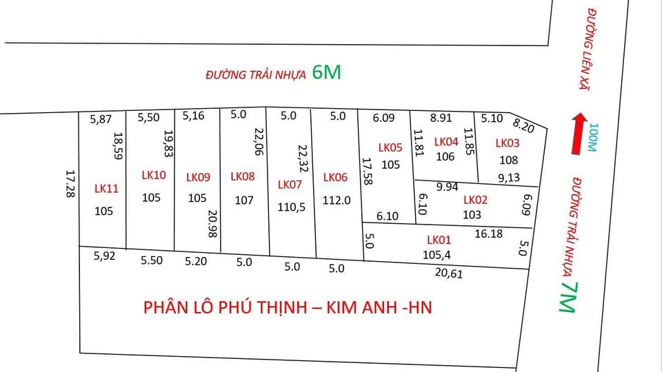 Cần bán 3 lô đất tại Phú Thịnh, Sóc Sơn, Hà Nội với diện tích mỗi lô 103m²