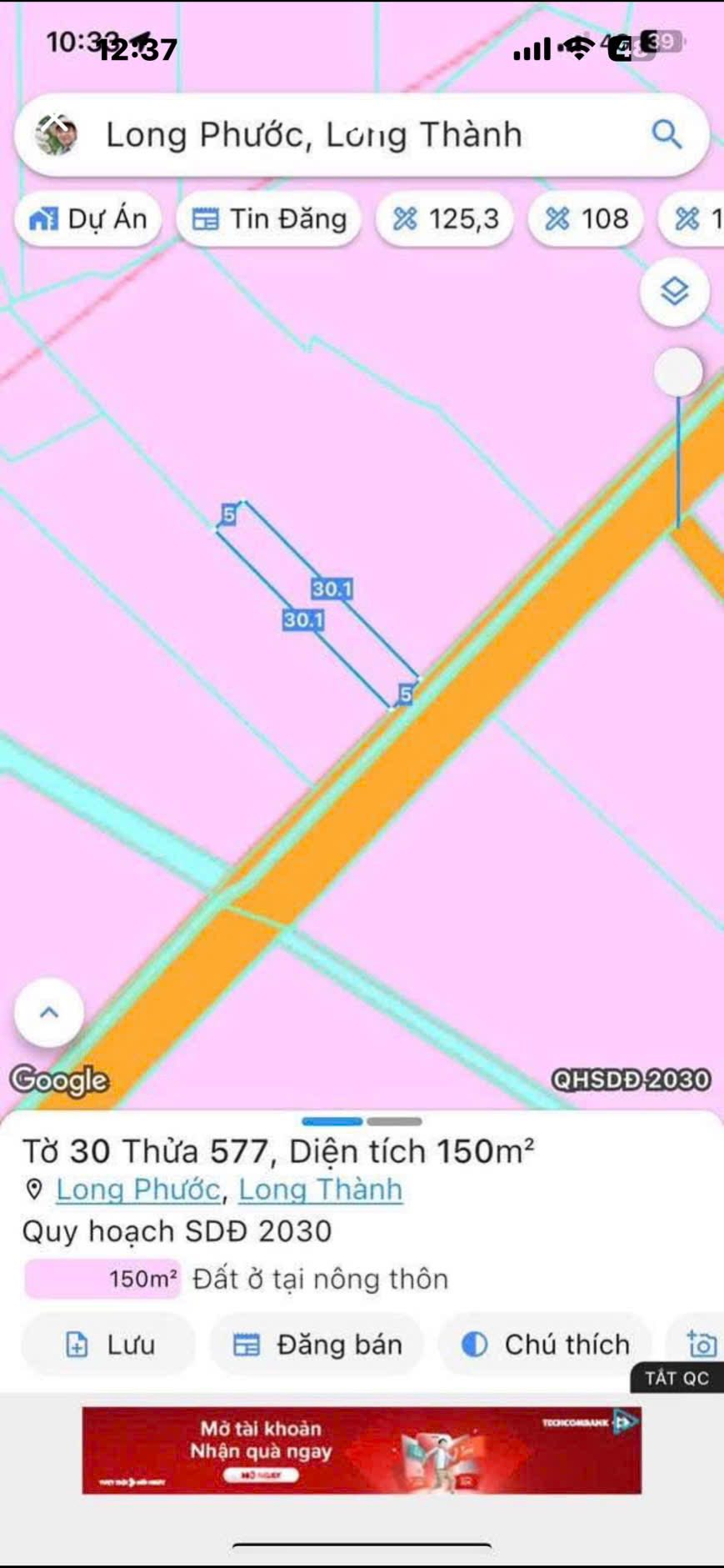 Đất vàng sát sân bay Long Thành, 150m2 full thổ cư, giá 2 tỷ chốt