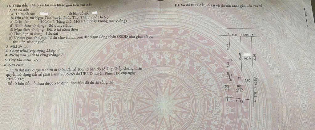 Bán đất 100m² trục chính Yên Dương, Ngọc Tảo, Phúc Thọ - Kinh doanh tốt