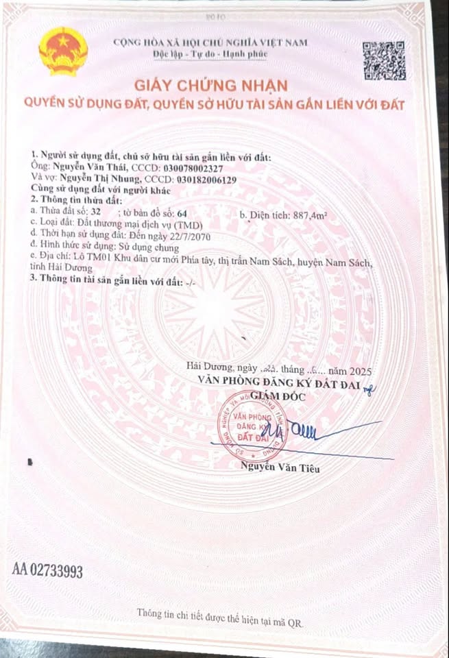 Bán đất Nam Sách, diện tích 887,4m2, giá 16,5 tỷ