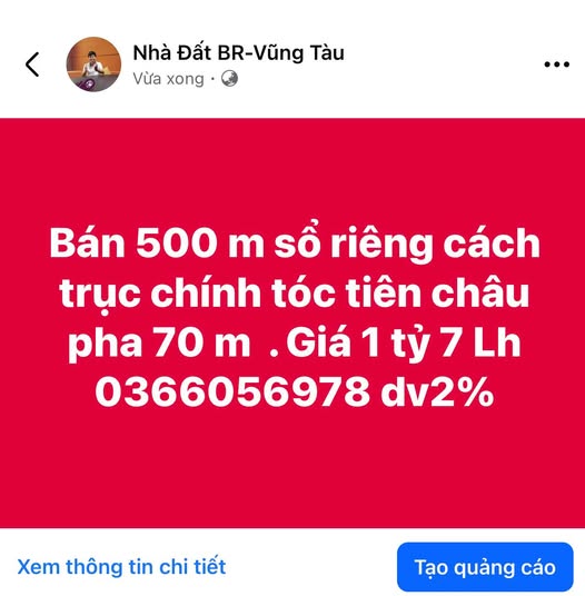 Siêu phẩm đất nền 500m2 tại Vũng Tàu chỉ 1.7 tỷ