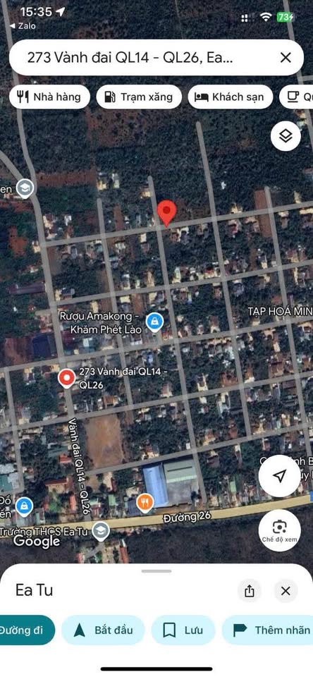 Đất thổ cư Ea Tu - Km10 Quốc lộ 26, mặt tiền đường nhựa, giá chỉ 980 triệu