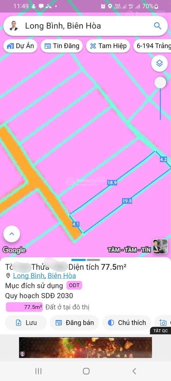 Bán dãy trọ 5 phòng, DT 4 x 19m, giá 970tr, ngay chợ cổng 10, công viên Tam Hiệp, Long Bình