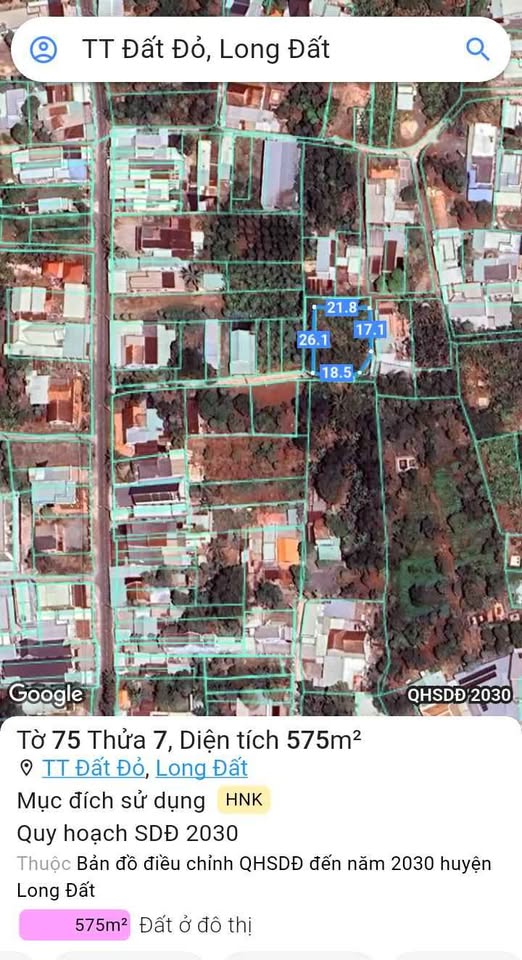 Bán đất góc 2 mặt tiền 575m² tại Đất Đỏ, Bà Rịa, Vũng Tàu