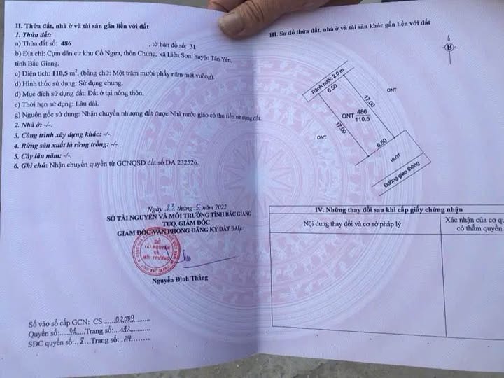 Chính chủ gửi bán lô đất siêu hiếm tại Cổ Ngựa, Liên Sơn, Bắc Ninh