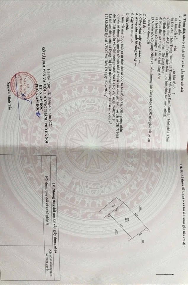 Bán đất thổ cư 44.6m² tại Thượng Mỗ, Đan Phượng, Hà Nội