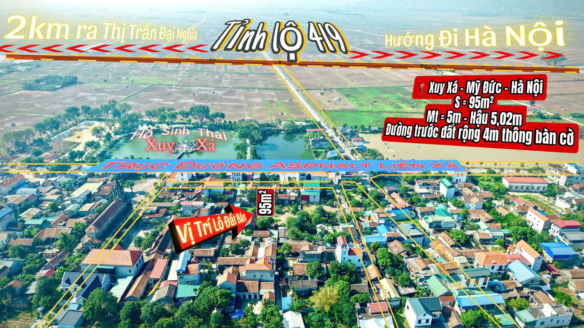 Bán đất Xuy Xá, Hồng Sơn, Ứng Hòa, Hà Nội, diện tích 95m2, nở hậu