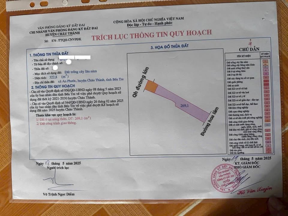 Bán đất nền Giao Long - Bến Tre, mặt tiền đường nhựa, sổ đỏ thổ cư