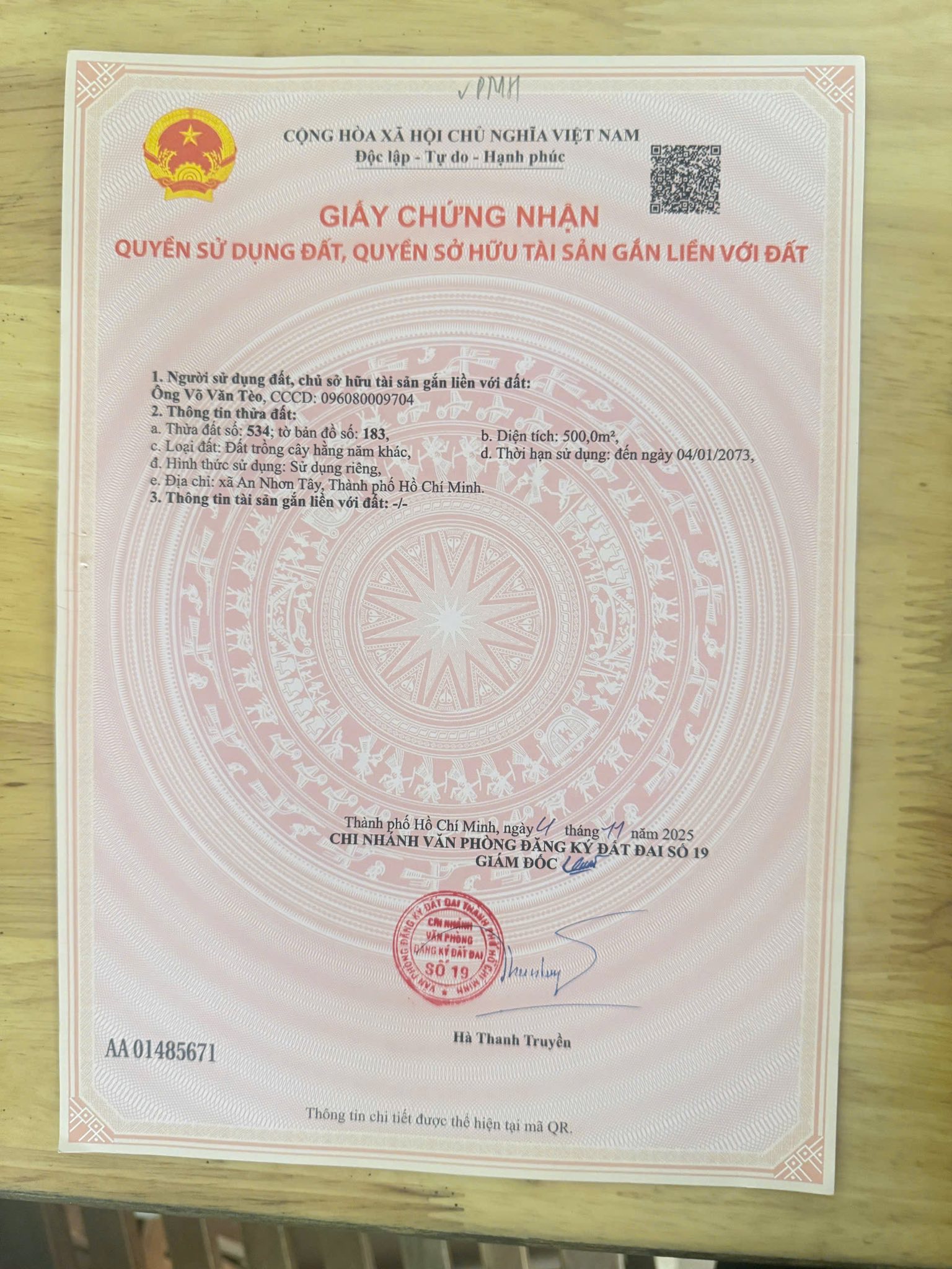 Bán đất vườn xã Phú Mỹ Hưng, Củ Chi, khu dân cư hiện hữu, đường 4m thông thoáng, ô tô tới đất