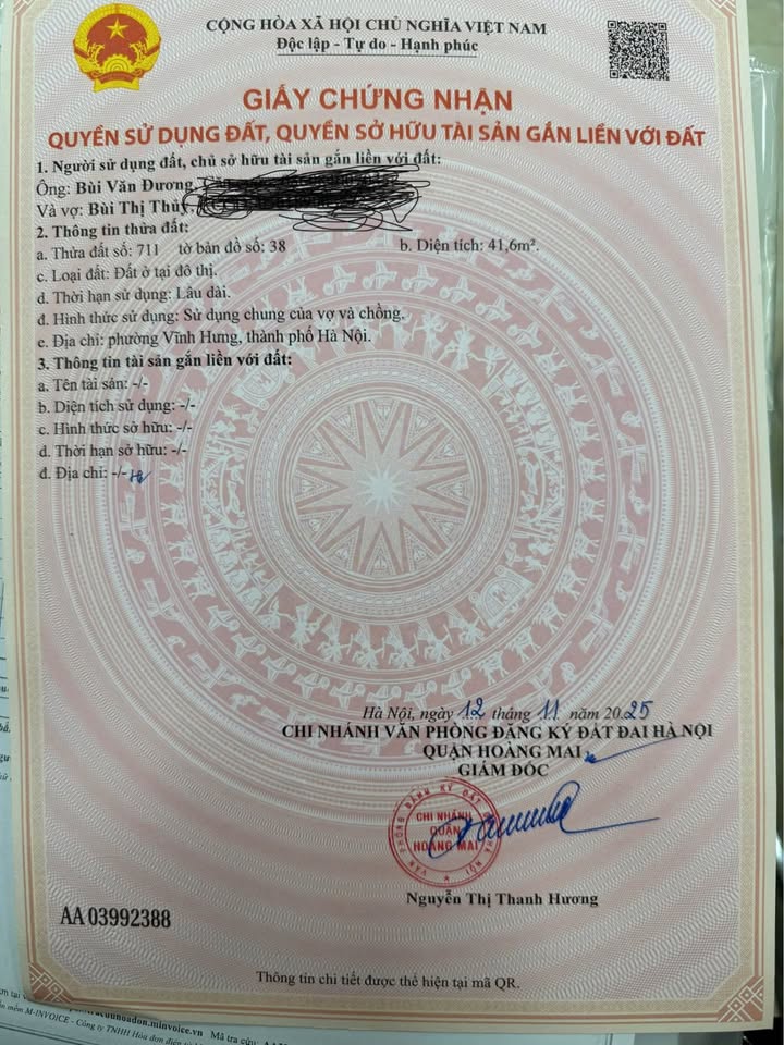 Nhà chính chủ cần bán tại Vĩnh Hưng, Hoàng Mai, Hà Nội với diện tích 41.7m2