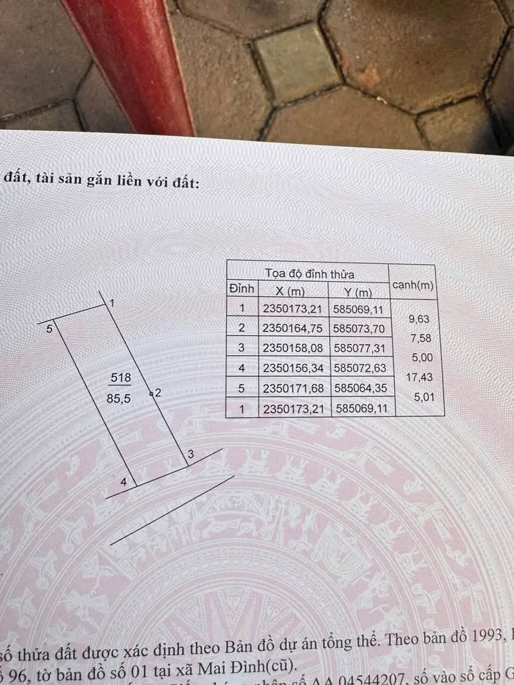 Bán mảnh đất tại thôn Đạc, Sóc Sơn, Hà Nội, diện tích 85.5m2, full thổ cư, ngõ ô tô