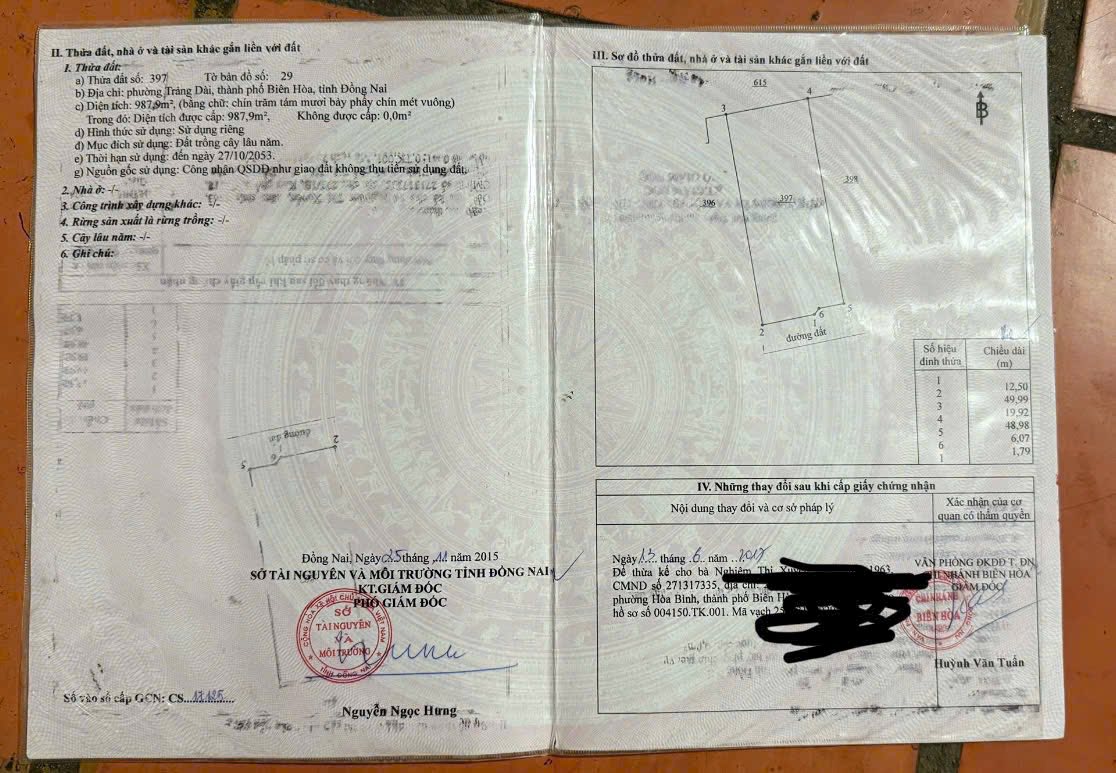 Bán lô biệt thự 987m2 mặt tiền 12,5m, nở hậu 20m tại Trảng Dài, Đồng Nai