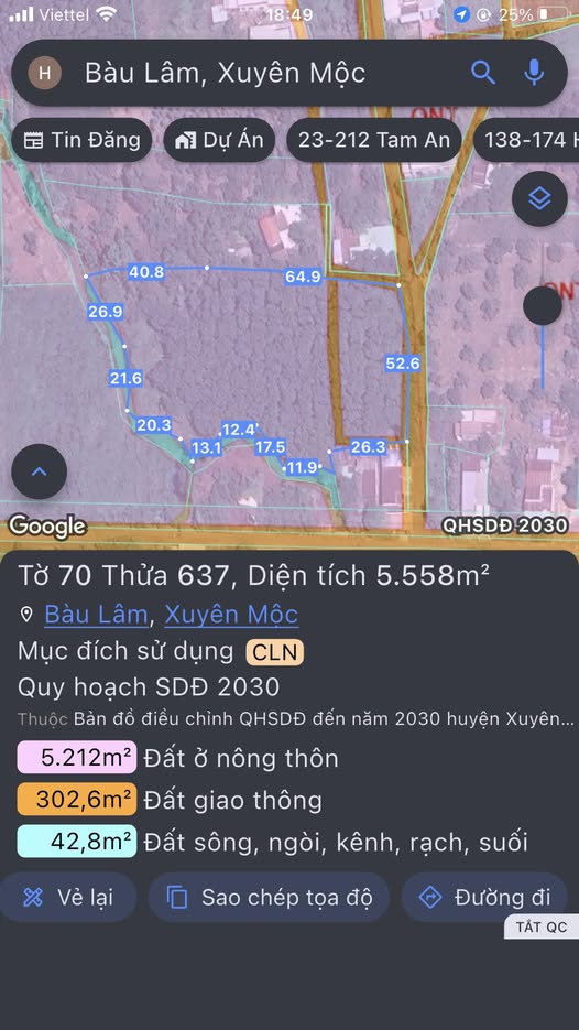Đất vàng Bầu Lâm 5558m2 đất ở, giáp suối, giá hời