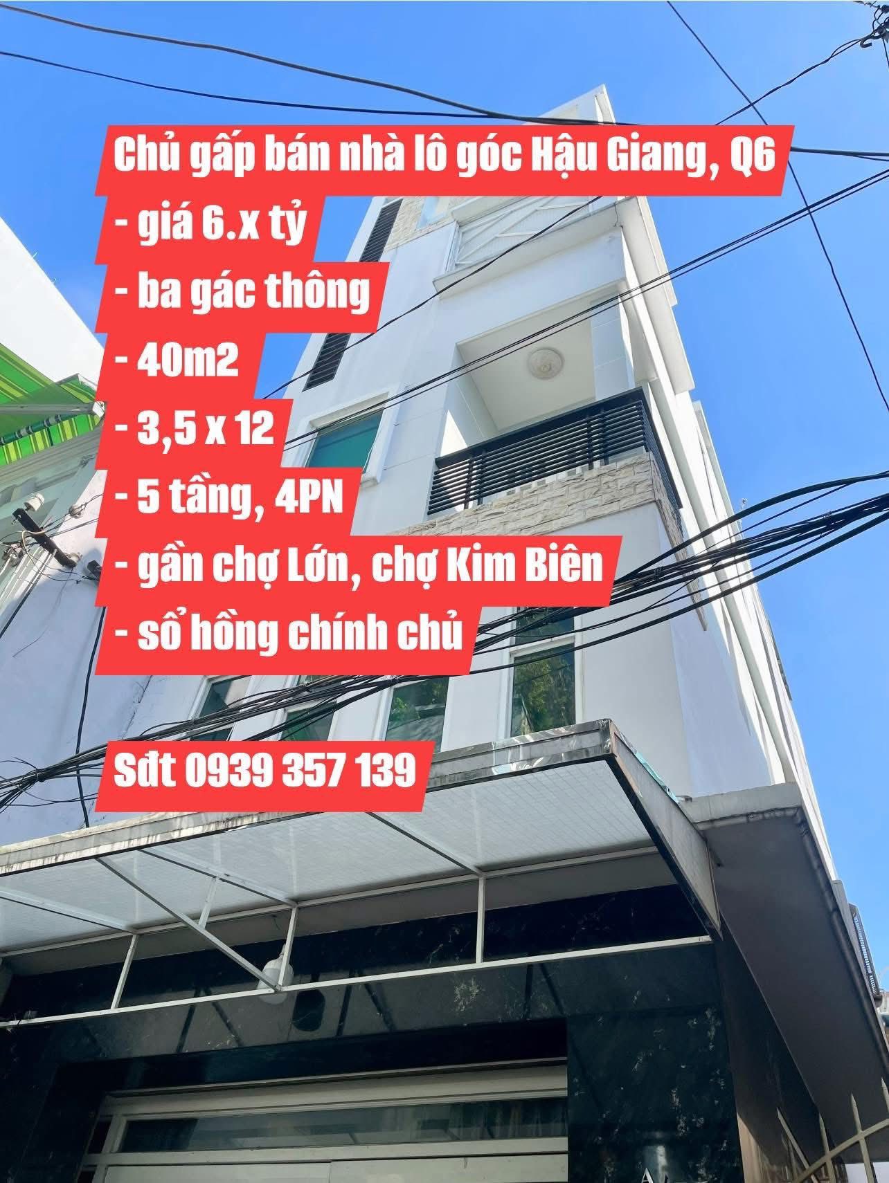 Bán gấp lô góc 5 tầng, 4 phòng ngủ, gần chợ Lớn, quận 6