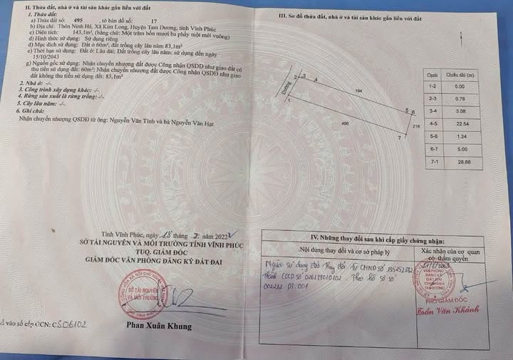 Bán đất 143.1m2 thổ cư tại Ninh Hà, Kim Long, Tam Dương, Vĩnh Phúc