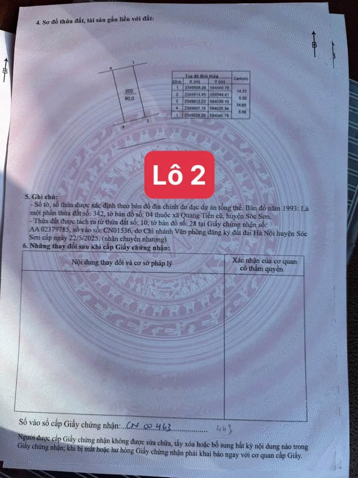 Bán lô đất tại Xuân Bách, Quang Tiến, Sóc Sơn, Hà Nội, mặt tiền 80m2, đường 6m, sát sân bay Nội Bài