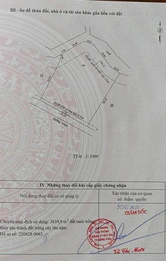 Cần bán gần 4 sào đất vườn đẹp, vuông vức tại Khu Phố 3, Phường Tiến Thành