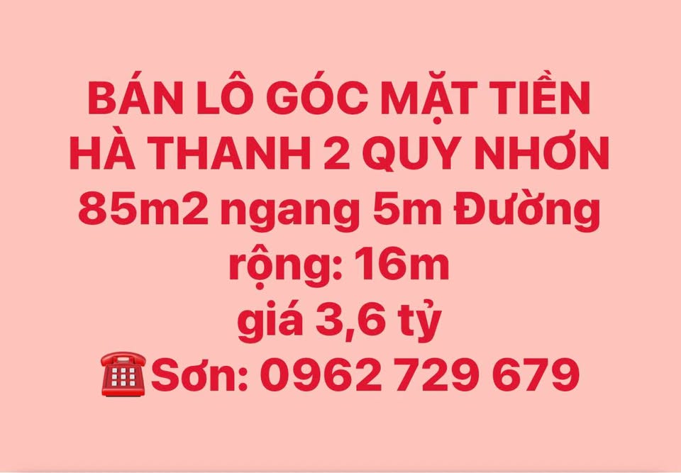 Siêu phẩm lô góc mặt tiền Hà Thanh, Quy Nhơn, giá hời 3,6 tỷ