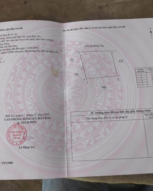 Bất động sản tọa lạc tại mặt tiền Đại Lộ Đông Tây, Phường Phú Khương, Tỉnh Bến Tre