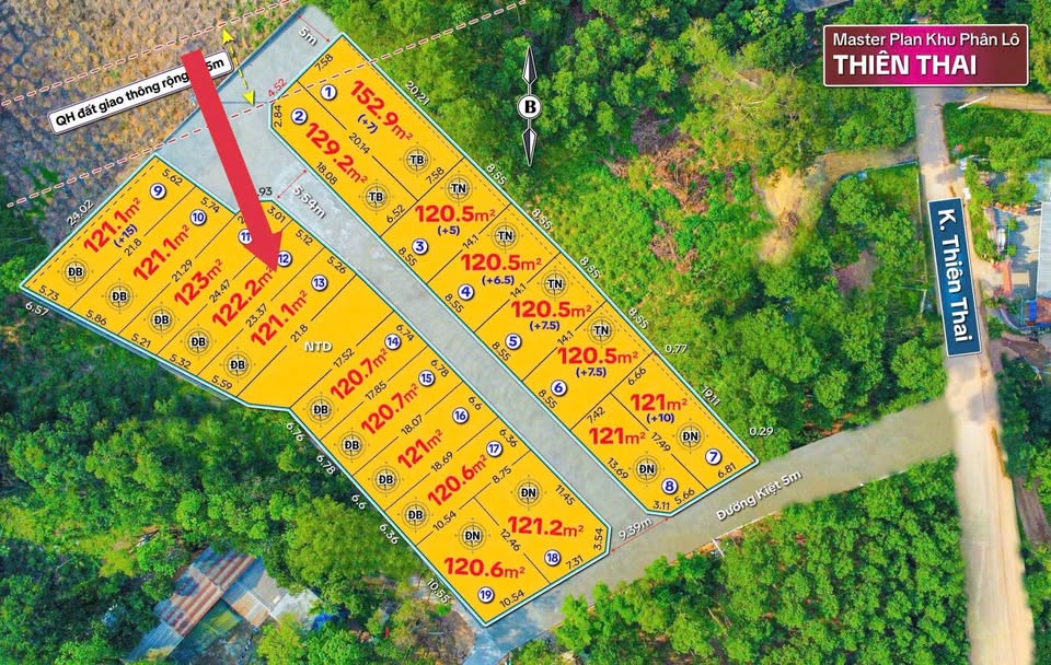 Cơ hội sở hữu ngay lô đất vuông vắn tại đường Thiên Thai, thành phố Huế, diện tích lên đến 122m2
