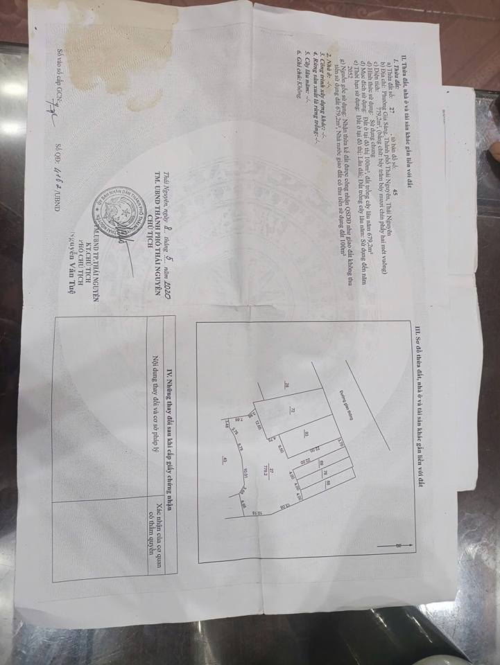 Bán đất 800m2 thổ cư, mặt tiền 24m, Thái Nguyên