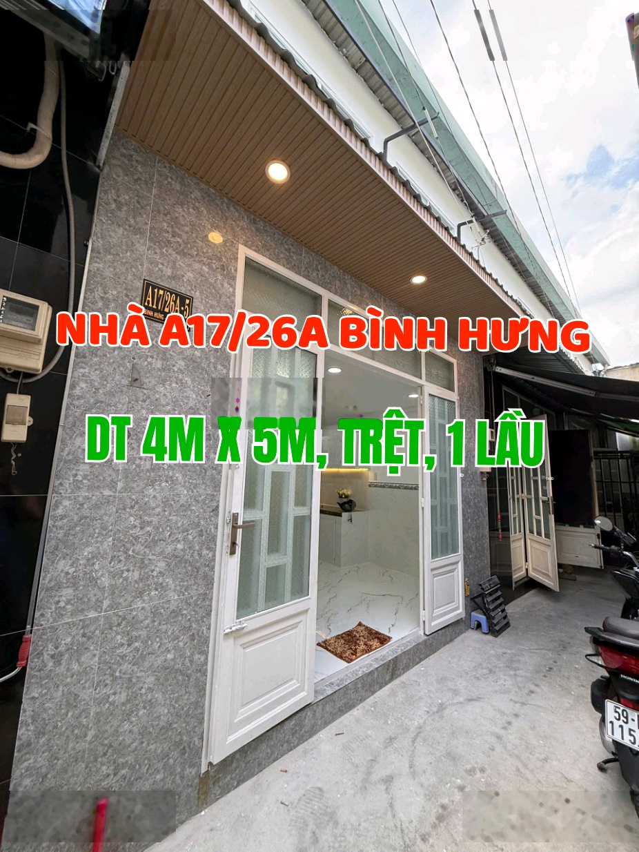 Nhà mới tuyệt đẹp, 1trệt, 1lầu, 4mx5m hẻm Chùa Viên Minh, ra 40m Nguyễn Văn Linh, Ấp 1, Bình Hưng