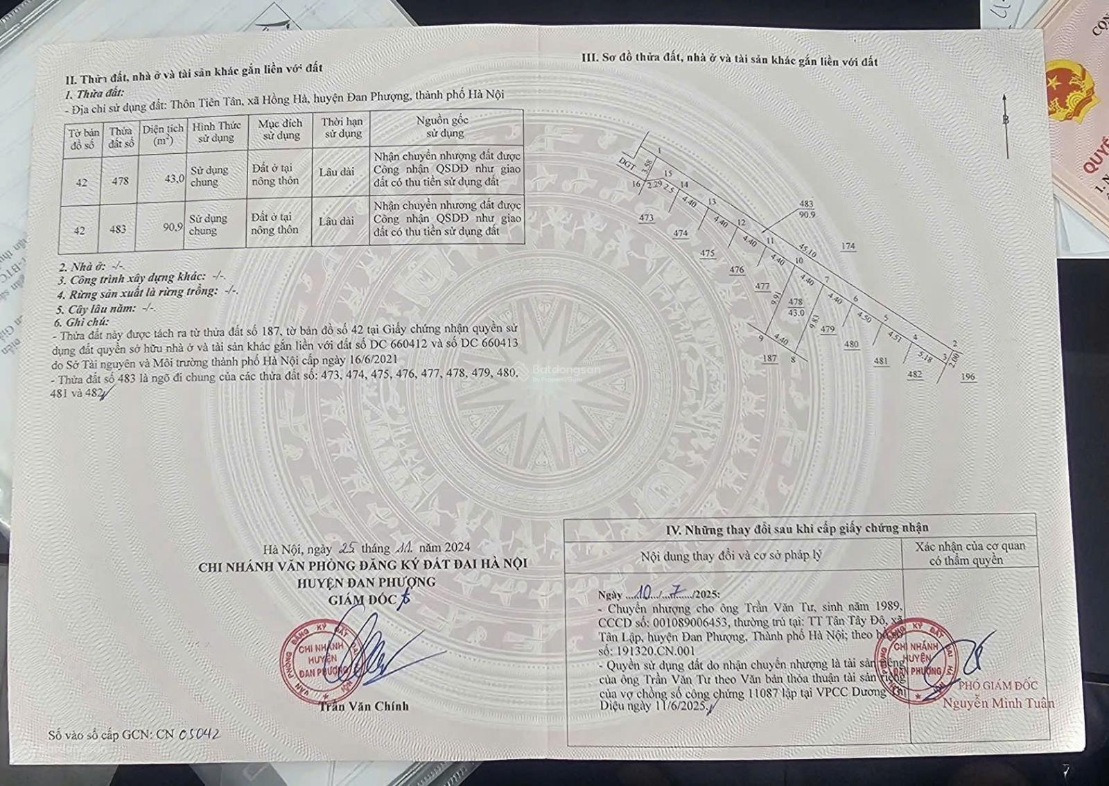 Bán đất tại Đường Bãi Tiên Tân, Xã Hồng Hà, Đan Phượng, Hà Nội, 2 tỷ, 43m2 giá siêu hời