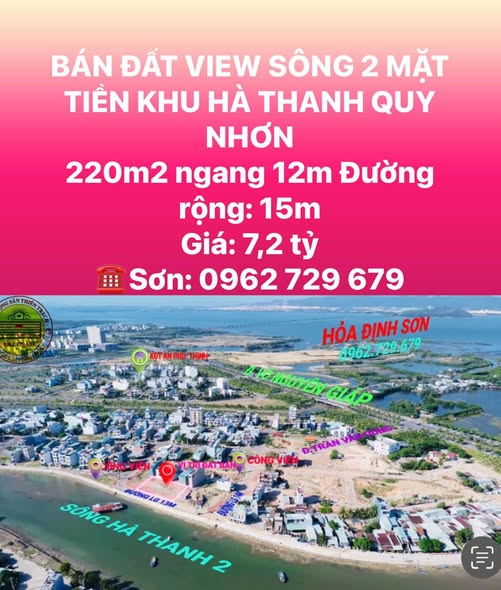 Bán đất view sông cực hiếm 2 mặt tiền, ngang 12m, chỉ 7,2 tỷ
