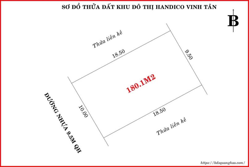 Bán đất Handico 180m2, mặt tiền 10m, thành phố Vinh
