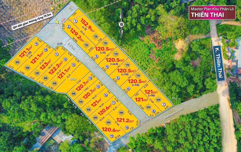 Đất Thiên Thai 120m2, 6m mặt tiền, ô tô vào tận nơi