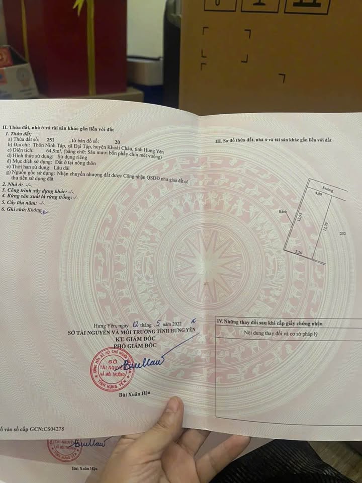 Bán nhanh đất Ninh Tập, Đại Tập, Khoái Châu, Hưng Yên giá chỉ vài trăm