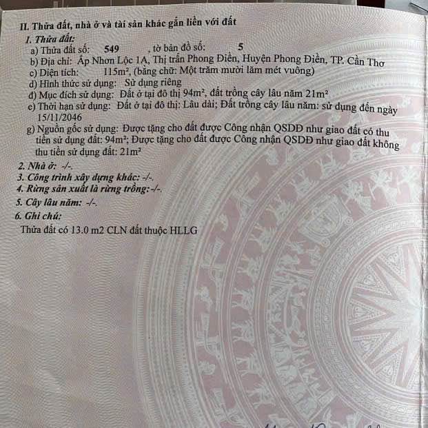 Bán nền 115m2 Rạch Trà Niền Lớn, Phong Điền, lộ ô tô tới nền