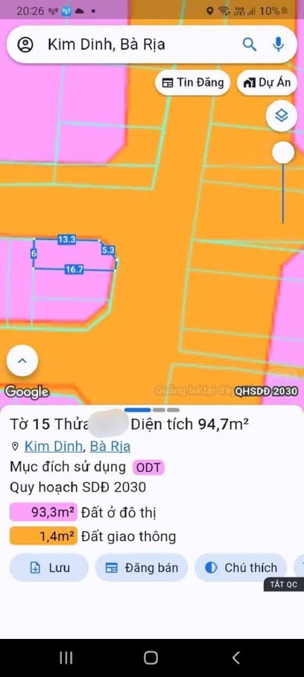 Bán đất lô góc 2 mặt tiền Trương Công Quyền - Huỳnh Khương Ninh, 97m2, full thổ cư, giá chỉ 2.2 tỷ