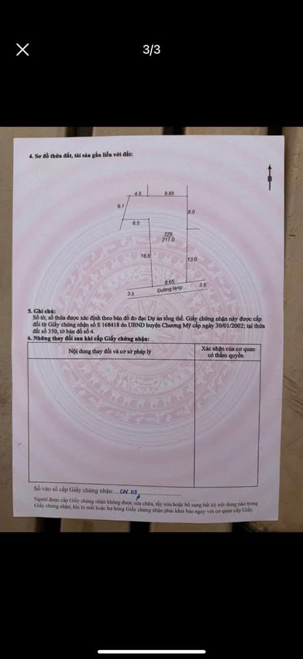 Bán đất tặng nhà cấp 4 Chương Mỹ, 217m2 full thổ cư, mặt tiền 8,6m, ô tô đỗ sân