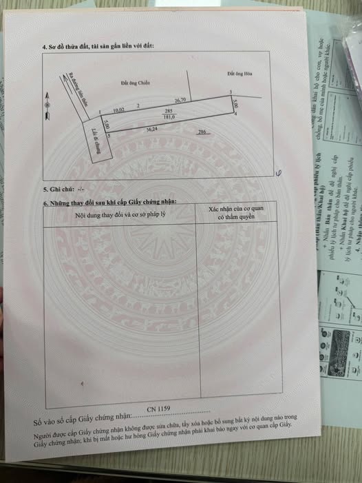 Đất Lưỡng Vượng 5mx36m, 100m2 thổ cư
