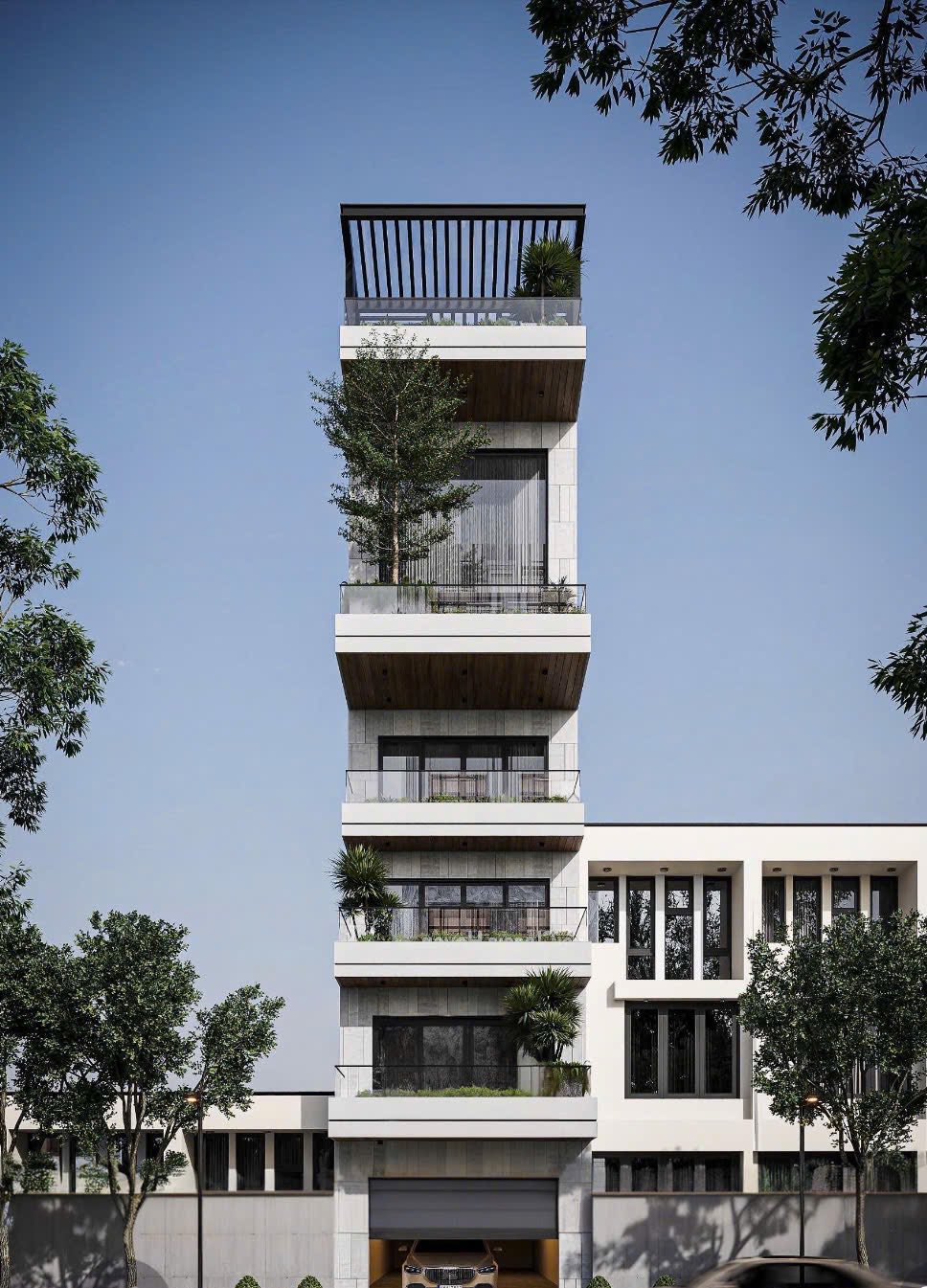 Tòa văn phòng kinh doanh kết hợp ở mặt phố Bát Khối, Long Biên 8 tầng Duplex, view sông Hồng