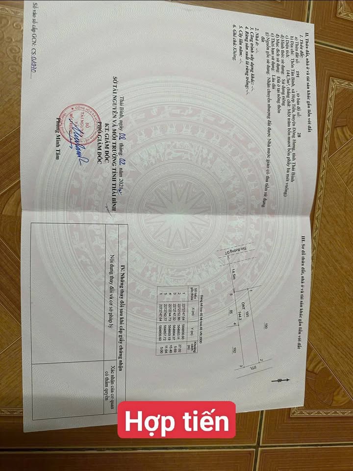 Chính chủ gửi bán lô đất vàng tại Hợp Tiến, Đông Hưng, Thái Bình