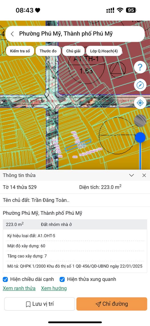 Bán đất 2 mặt tiền 5x45m, 100m² thổ cư, giá 2.7 tỷ tại Phú Mỹ