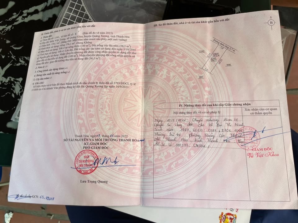 Bán đất thôn Việt Trung, Quảng Xương, Thanh Hóa, giá tốt, đường ô tô