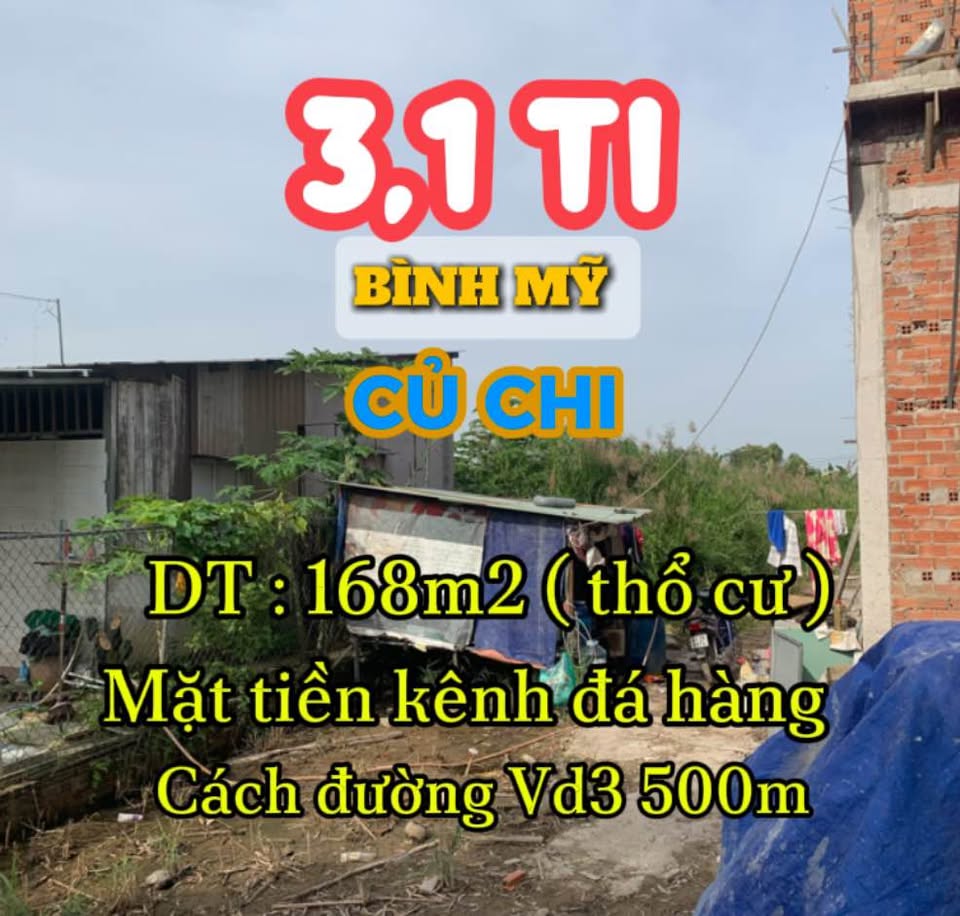 Đất mặt tiền kênh, đường 8m, giá 3,1 tỷ, Củ Chi, cơ hội đầu tư sinh lời
