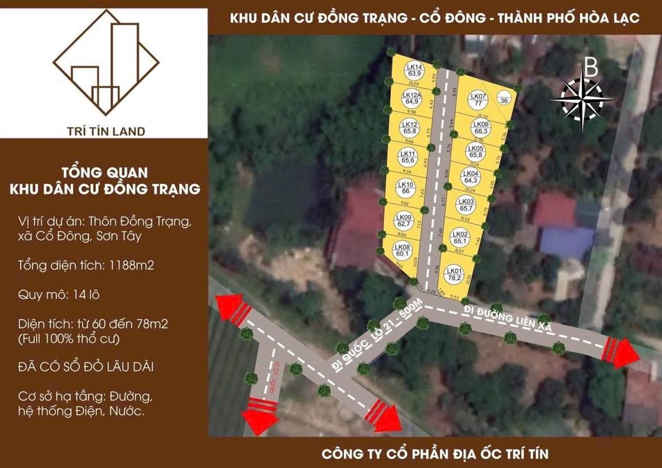 Bán đất Đồng Trạng, Thạch Thất - 77m2, sẵn sổ đỏ, gần QL21