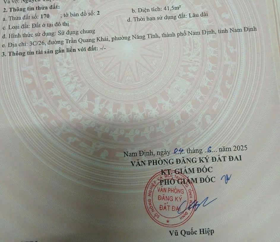 Chính chủ cần bán gấp nhà tại ngõ 26 Trần Quang Khải, Nam Định