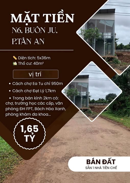 Đất mặt tiền N6 - Buôn Ju, 5x36m, 1.65 tỷ, tiện ích đầy đủ, tiềm năng sinh lời cao