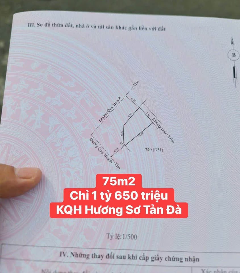 Đất khu quy hoạch Hương Sơ Tản Đà giá tốt, lô góc 75m2