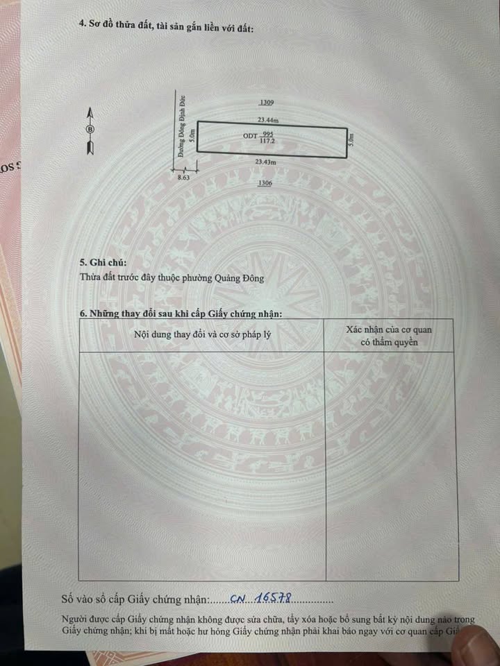 Cần bán lô đất tại trục đường chính Quảng Đông, tỉnh Thanh Hóa