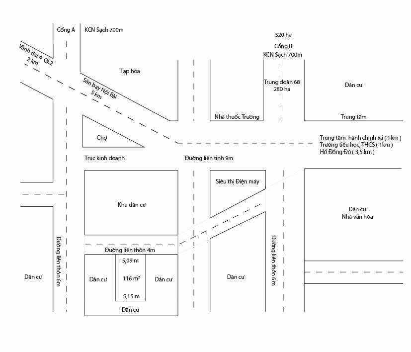 Đất Sóc Sơn 116m2, mặt tiền rộng, gần sân bay Nội Bài