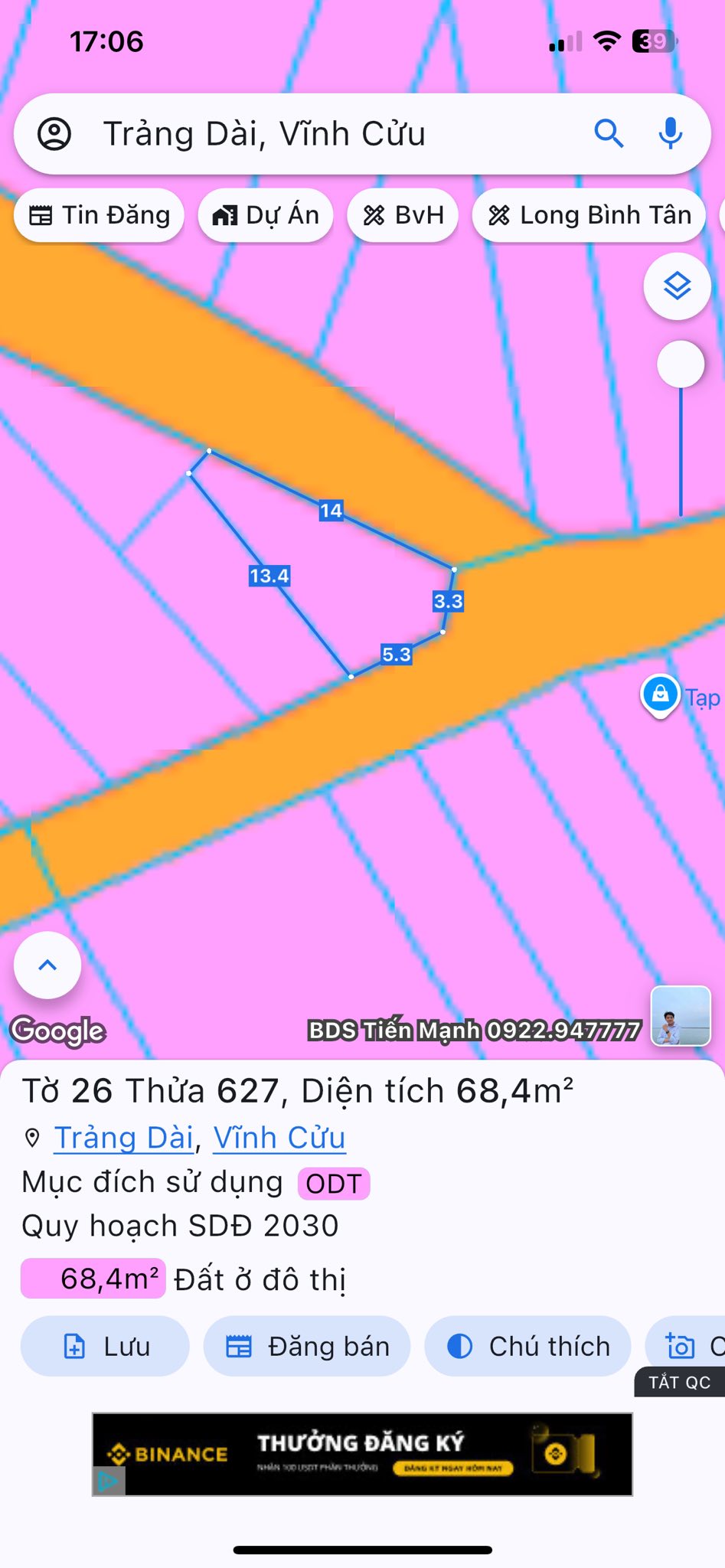 Bán gấp lô góc 2 mặt tiền phường Trảng Dài - Giá hời