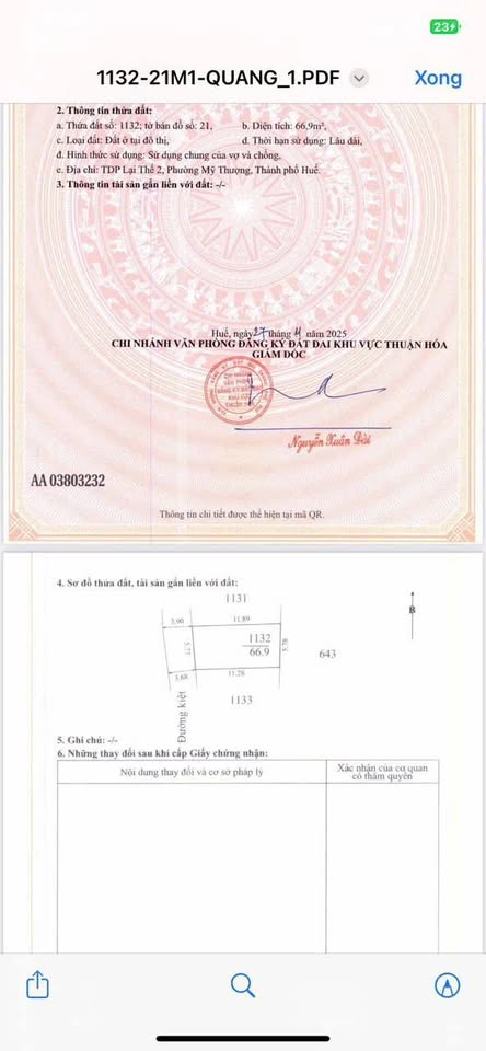 Đất vàng Huế sổ hồng sẵn sàng, ngay trung tâm, 30m ra mặt tiền lớn